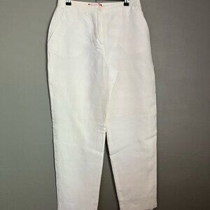 White linen pants lined